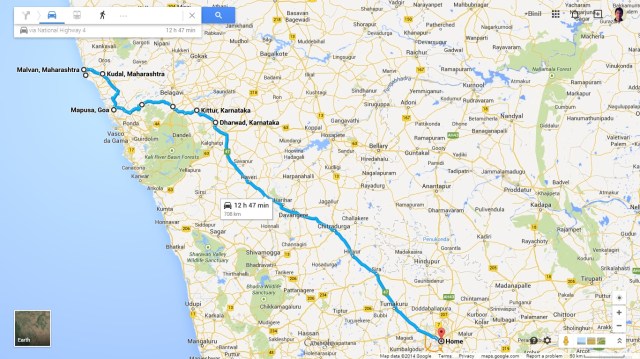 Tarkarli to Bangalore via Chorla Ghats